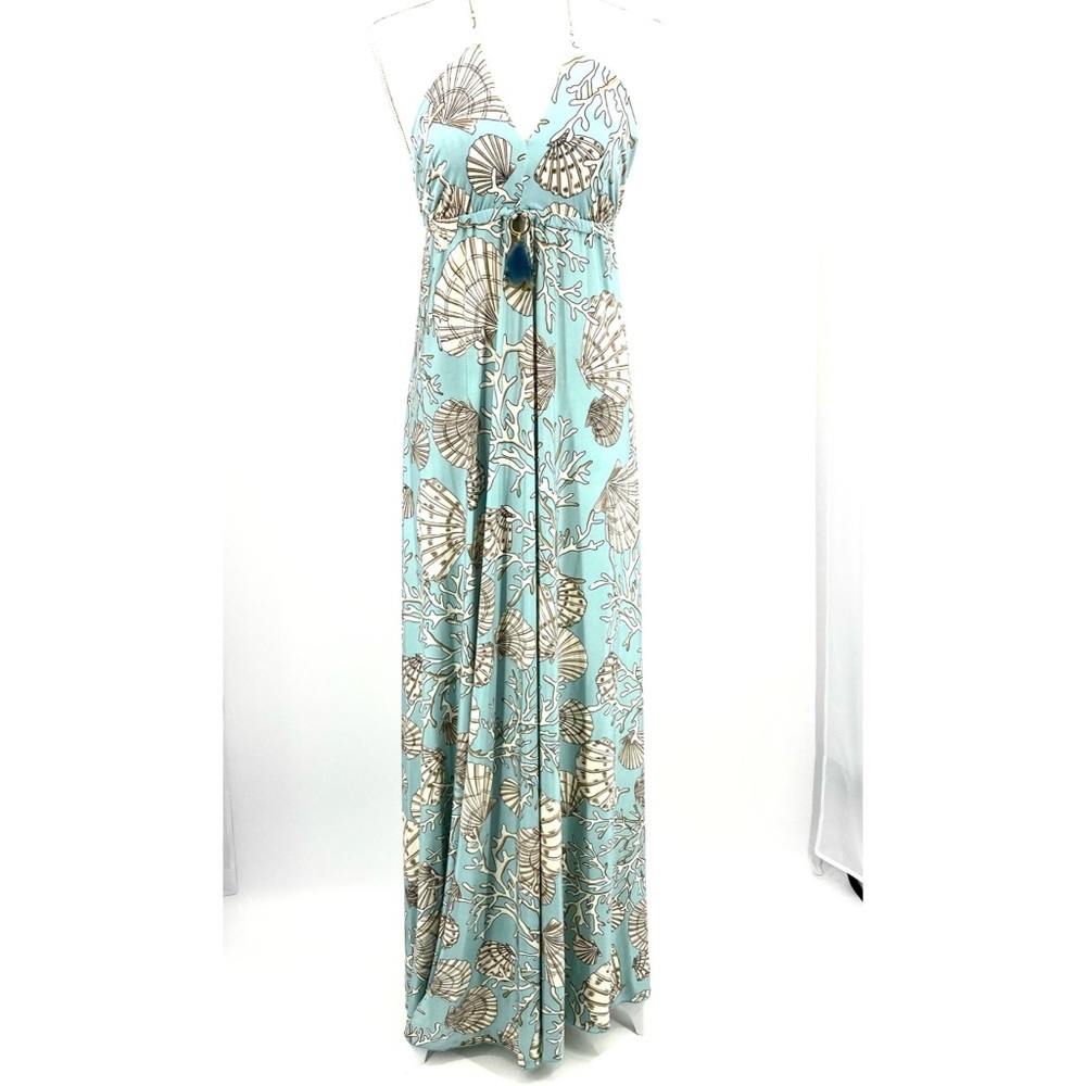 Boston Proper coral reef printed halter maxi dress - Picture 10 of 14